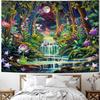 Leofanger Blacklight Fantasy Forest Tapestry Aesthetic Moon Tapestry UV Reactive Neon Galaxy Space Wall Tapestries Trippy Plant Floral Tapestries