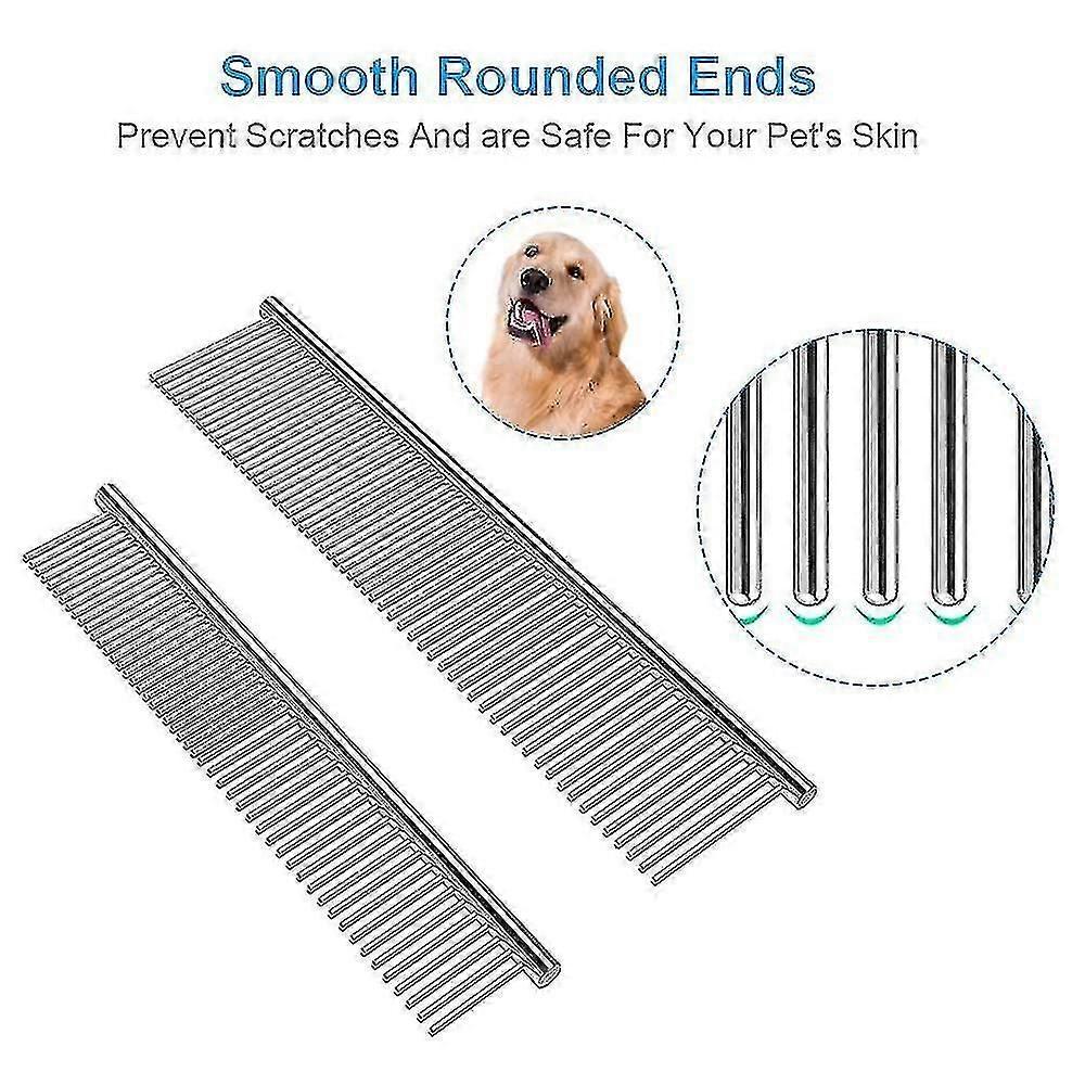 2025 Latest Model Pcs Dog Combs With Rounded Ends Stainless Steel Teeth