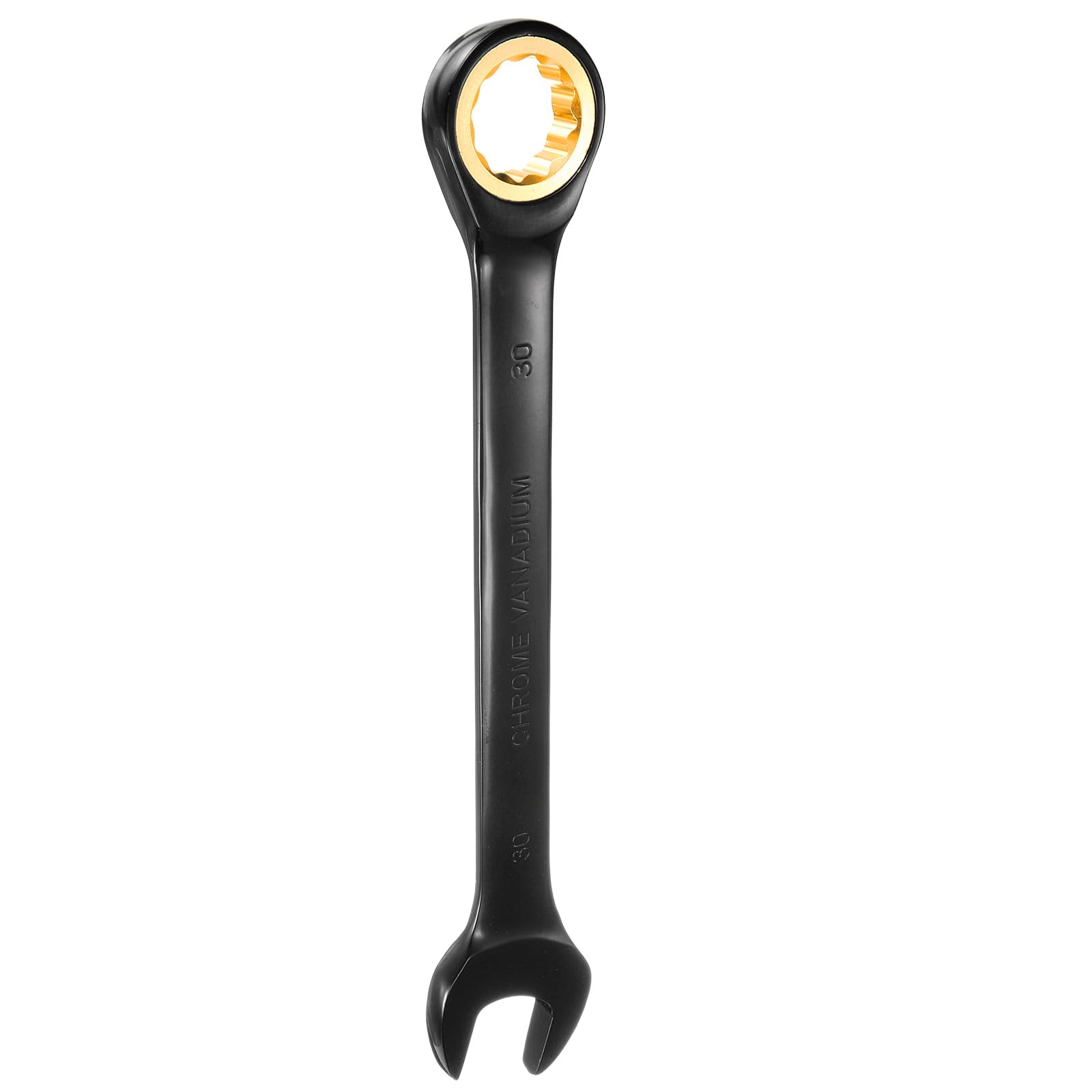 uxcell 30mm Ratchet Wrench, Metric Open-End Wrench, 72 Teeth, CR-V Steel, 12-Point Nickel Plated, Combination Ratchet Wrench for Fasteners, Nuts, and