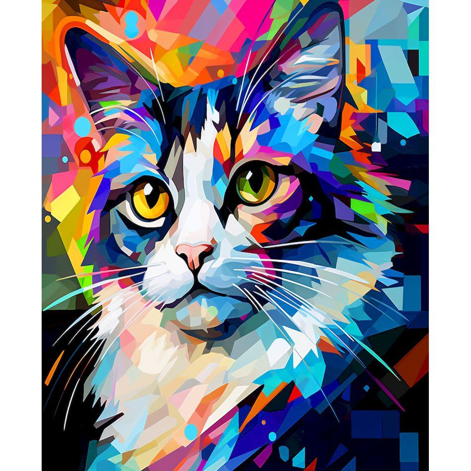 CHENISTORY Paint By Numbers Colorful Cat Animal Acrylic Drawing Canvas Wall Art Oil Painting By Numbers DIY Home Decoration