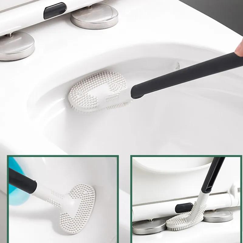 Silikon Toilettenbürste Golfbürstenkopf Doppelseitig Keine Toten Ecken Weiche Borsten Reinigungs-Toilettenbürste Gebogene Toilettenbürsten Wiederverwendbares Badezimmerwerkzeug