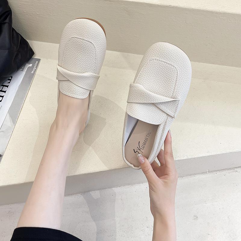 Pantofi de damă la modă Papuci Baotou pentru femei Purtând Nouă Modă Versiune Coreeană Cu Vârf Pătrat Un Pas Papuci Muller Leneși pentru Femei