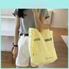 Stylish Yellow Canvas Tote Bag For Summer With Spacious Design Perfect For Commuting And Shopping