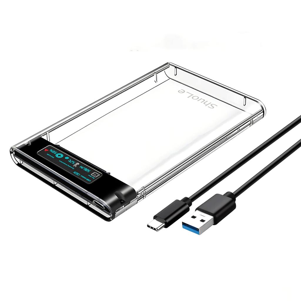 USB 3.1 External HDD Case 5Gbps 2.5'' Transparent Hard Disk Case Hard Drive Enclosure SATA HDD SSD Storage Case for Laptop PC