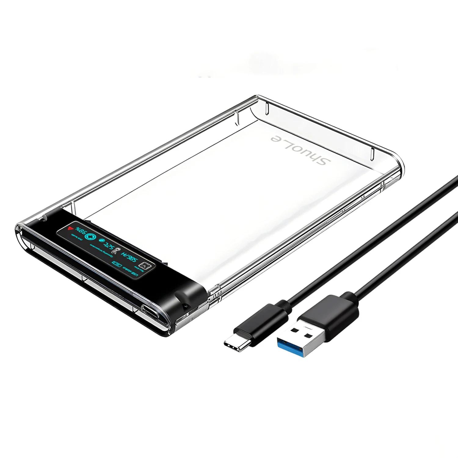 

Внешний корпус для HDD USB 3.1 5 Гбит/с 2,5 Прозрачный корпус для жесткого диска Корпус для жесткого диска SATA HDD SSD для ноутбука ПК Digital C to A