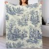 Coperta da picnic in tessuto francese azzurro polvere, morbida coperta decorativa per divano, camera da letto