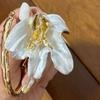 Openable Tulip Bangle Exaggerated Metal Flower Bracelet Classical Golden and White Bangle  Girls