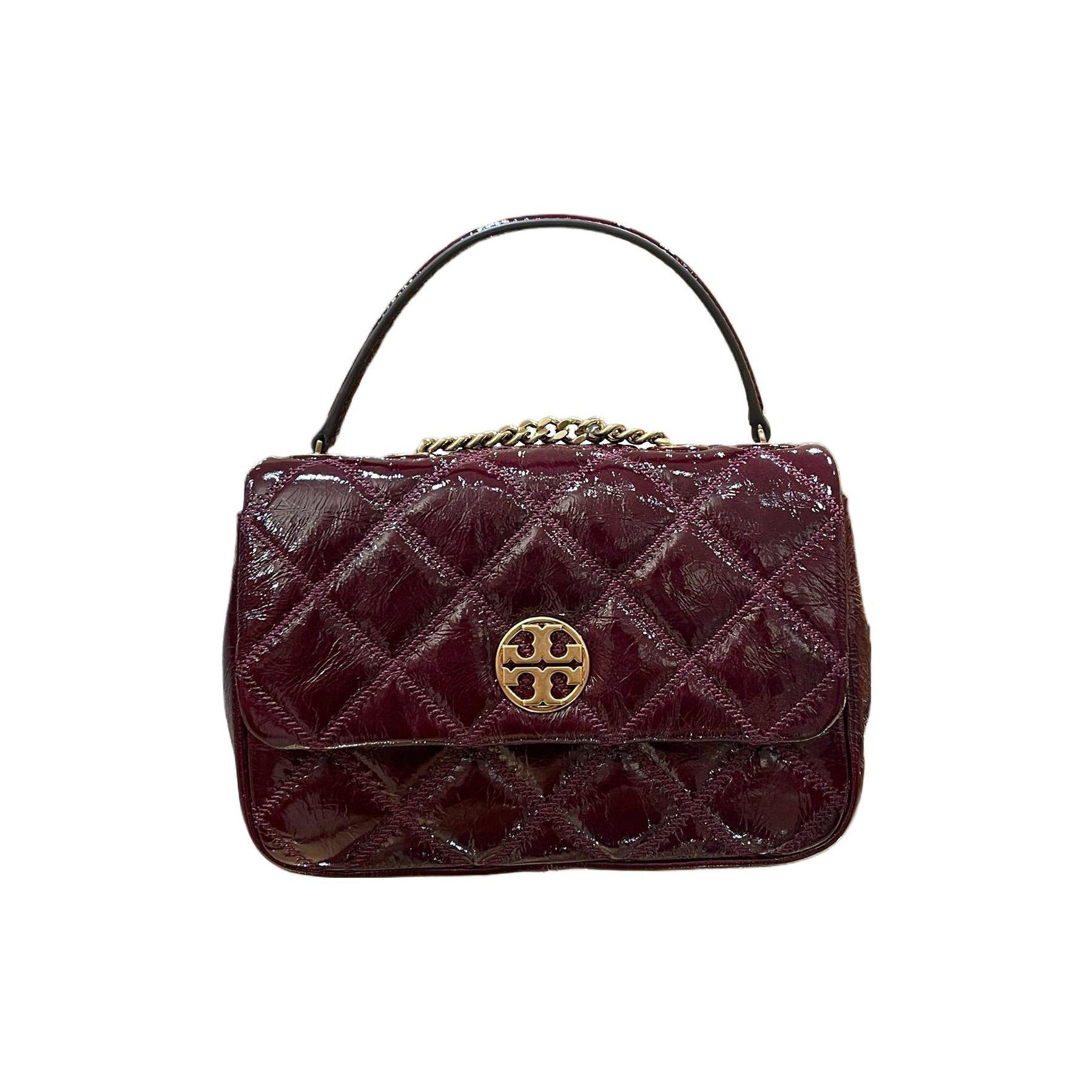 Tory Burch Women's Burgundy Willa Metallic Logo Shoulder Crossbody Bag Bags 152051-690