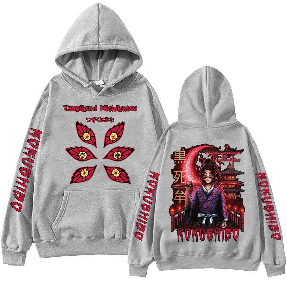 Anime Demon Slayer Kokushibou Hoodie Harajuku  Pullover Tops Man Woman Sweatshirt Fans Gift