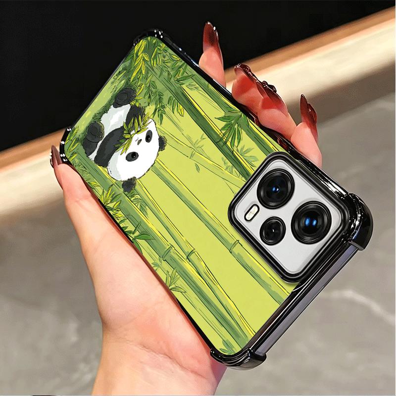 Cute Cartoon Panda Plating Phone Case For Xiaomi Poco X5 X6 X7 X8 Pro Max F8 Ultra F7 M8 M7 M5S Redmi 15C 15 14C 13C 13 X3 12C F