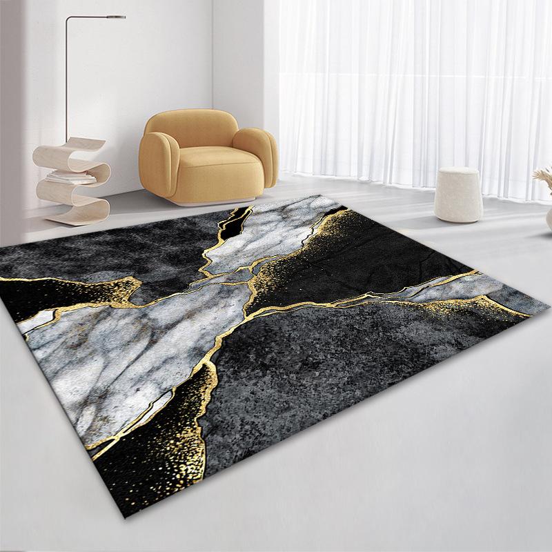 3D Nordic Black Golden Marble Carpet Colorful Geometric Area Rug for Living Room Bedroom Sofa Doormat Non-slip Floor Mat