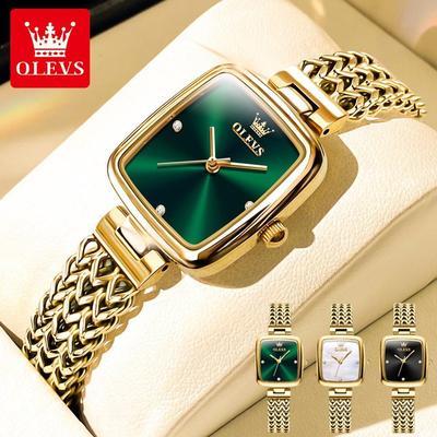 Dámské hodinky Luxusní elegantní Quartz náramkové hodinky Nerezové zlaté čtvercové Quartz hodinky s dárkovou krabičkou