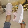 Ladies Four-Season Mesh Platform Shoes Bling Triangle Rhinestone Soft Rubber Sole Casual Daily Sneakers