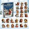 Christmas Advent Calendar 24 Days Dachshund with Acrylic Pendants, Countdown for Animal Lovers Collection Holiday Decorations, Cute Hanging Ornaments