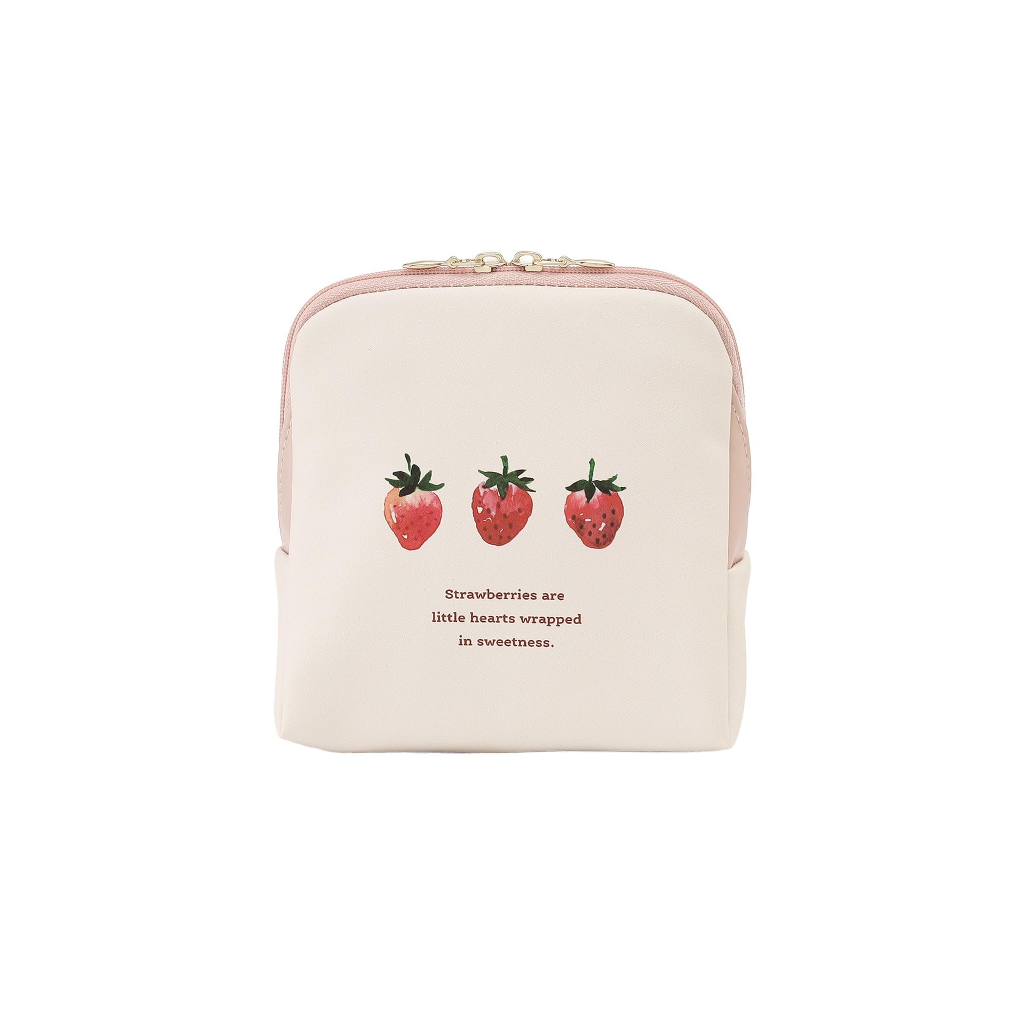 Afternoon Tea Living JS47 Круглая складная косметичка-кошелек  Клубника , Цвет: Слоновая кость