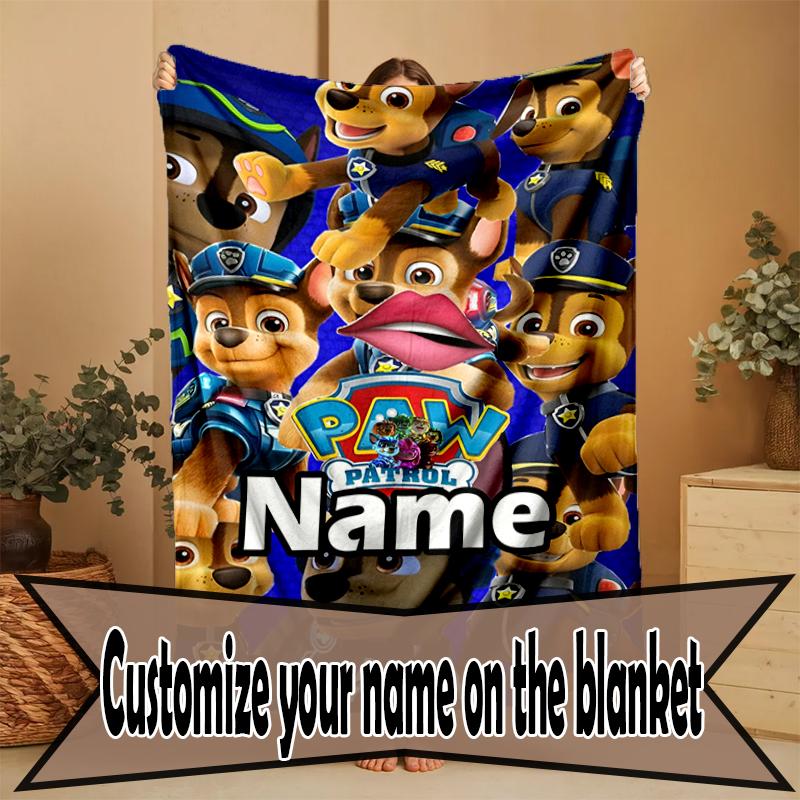 Custom Name Personalized PAW Patrol Print Blanket, Home Decor, Bedroom, Sofa, Camping, Couch, Gifts for Birthday Christmas
