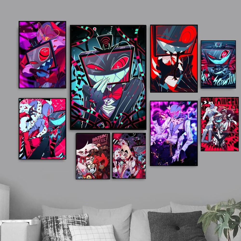 1pc  H-Hazbin Cartoon Hotel Poster Paper Print Home Bedroom Entrance Bar Cafe Art Painting Decoration