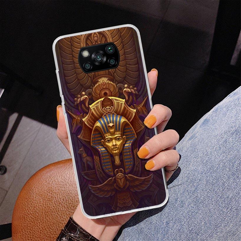 Egypt Nefertiti Anubis Ankh Pharaoh Phnoe Case for Xiaomi Poco X5 X6 X7 Pro X4 Gt F7 Ultra M8 M7 Redmi 15C 15 13C 13 12C 12 Uniq