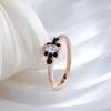 Unique Black With White Natural Zircon Ring For Women  Rose Gold Color Vintage Wedding High Quality Fine Daily Jewelry