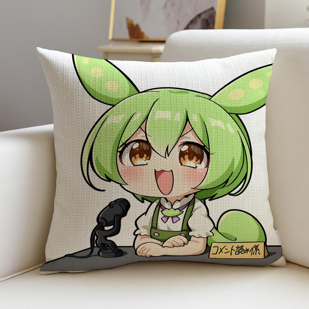 Cute ZZundamon AnimeS Cushion Cover Breathable and skinfriendly linen pillowcase square removable and washable cushion