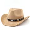 Classic Metal Belt Western Cowboy Hat Autumnwinter Suede Felt Hat for Men and Women Euro-American Top Hat Outdoor Riding Cap