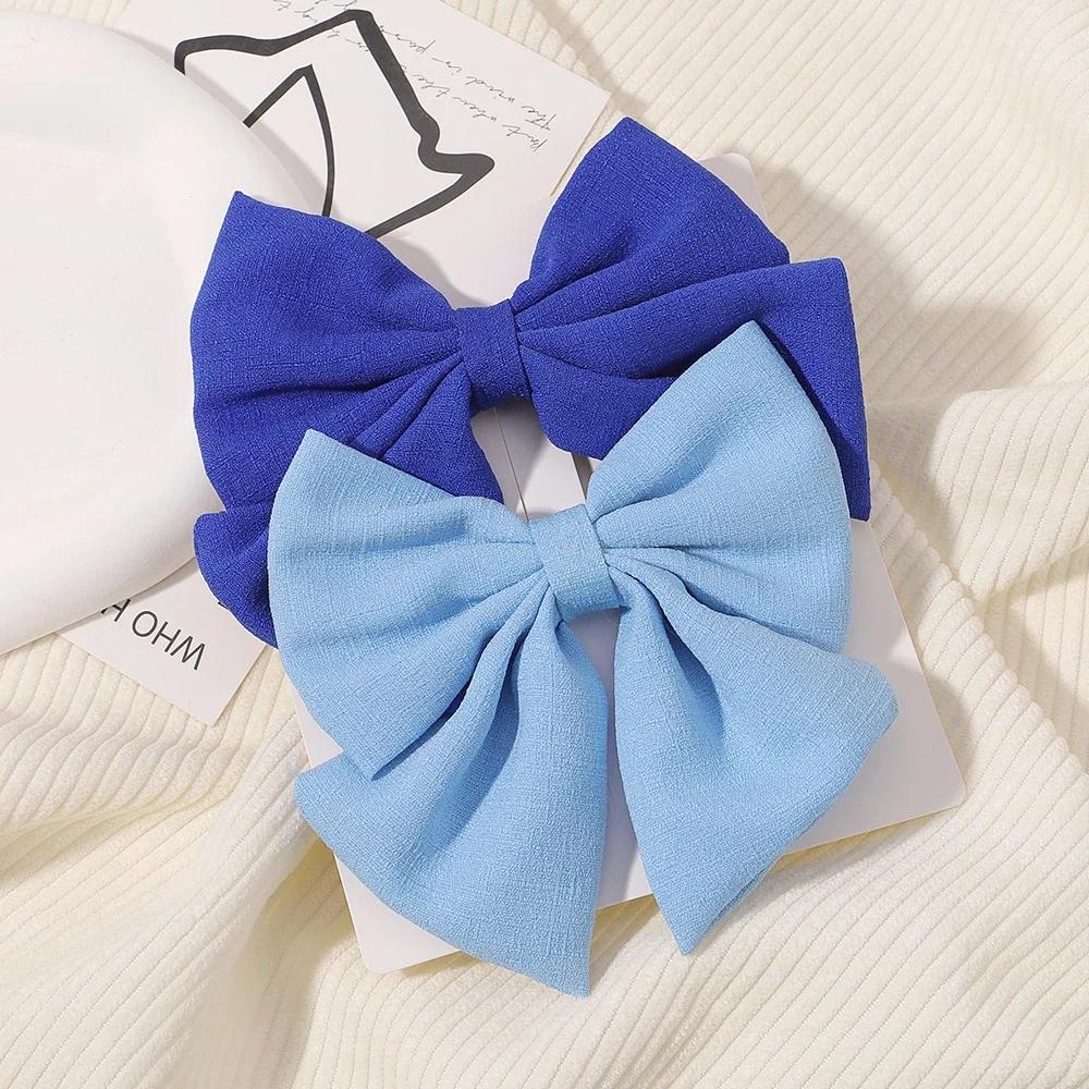 2pcs/set 4.5" Cheer Bows Hair Clip for Kids Lovely Grosgrain Ribbon Hairgripes Girls Delicate Bowknot Hair Pins Headwear Set