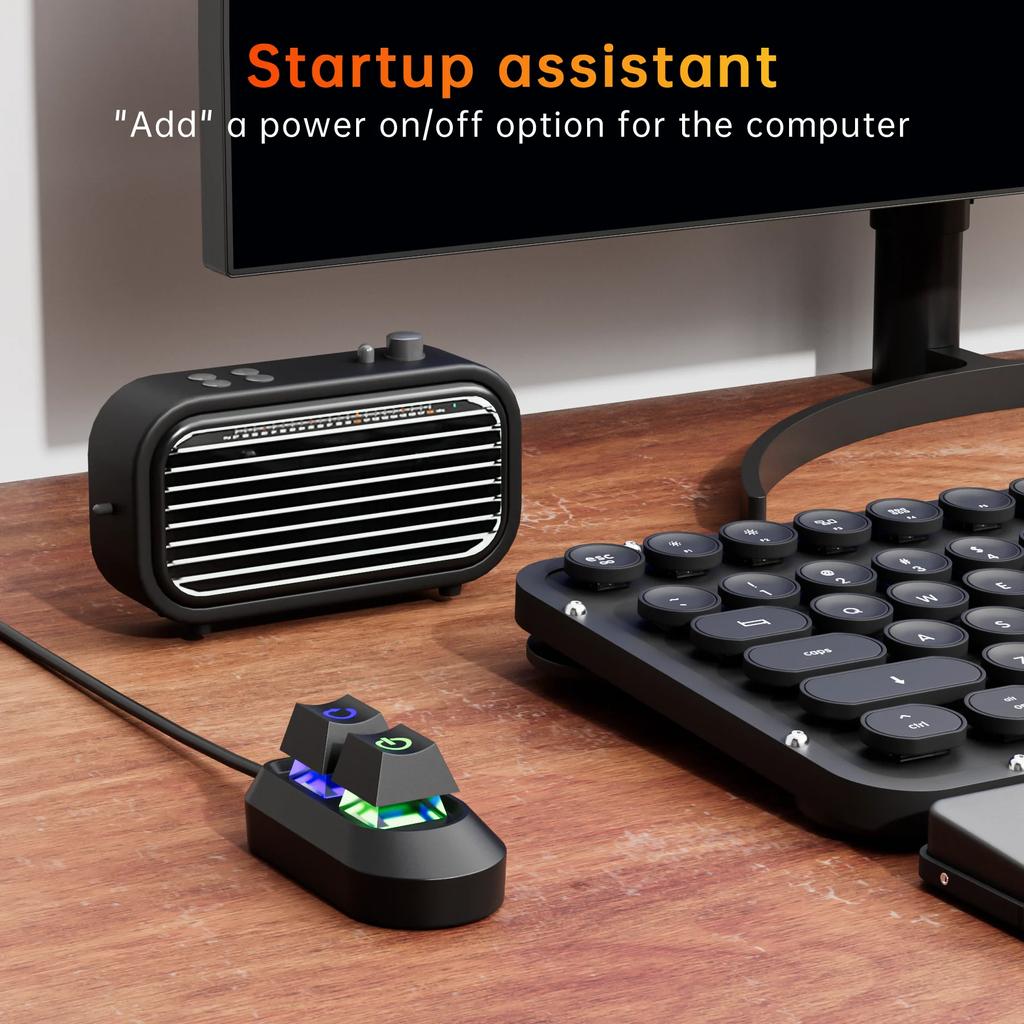 Desktop Power Switch Mechanical External Start Computer Switch On/Off and Reset Button Extension Cable PC Power Button Switch