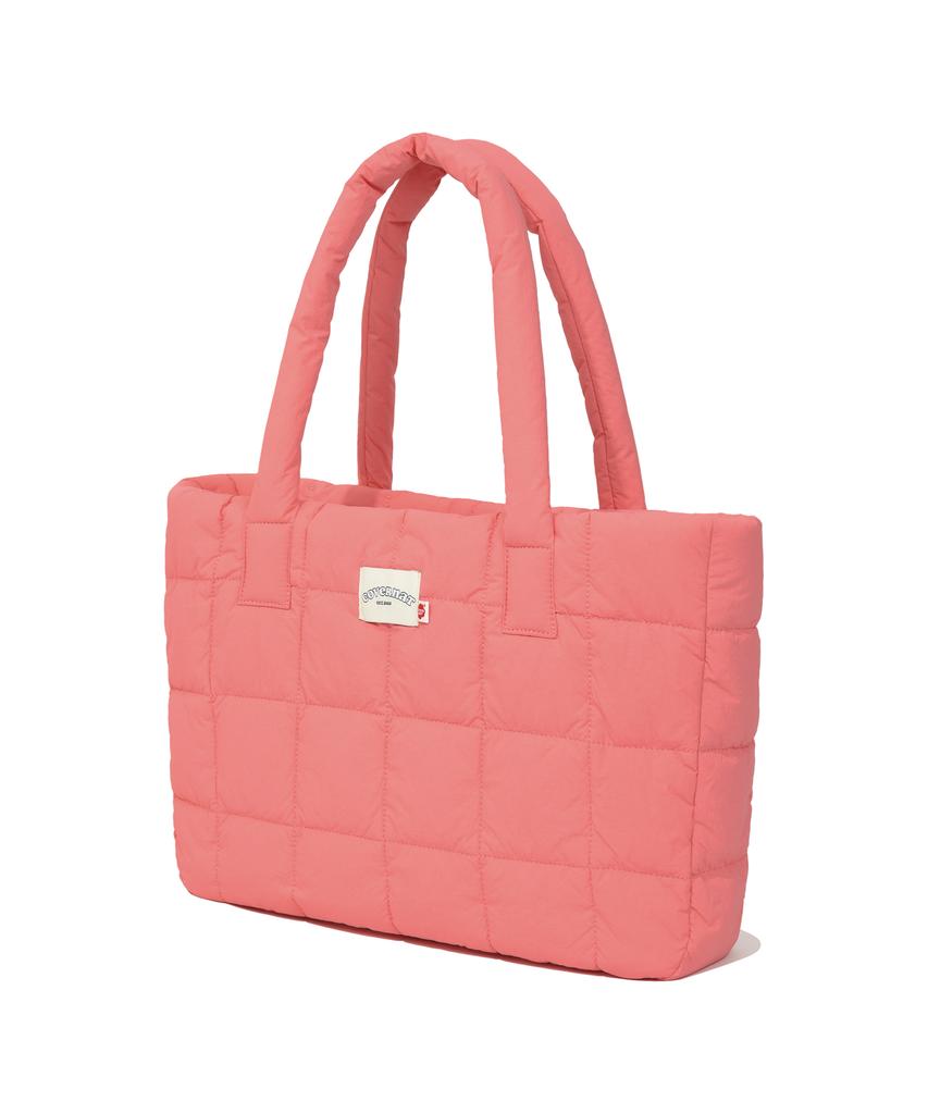 Covernat Woman Clover Heart Quilted Big Tote Bag Pink
