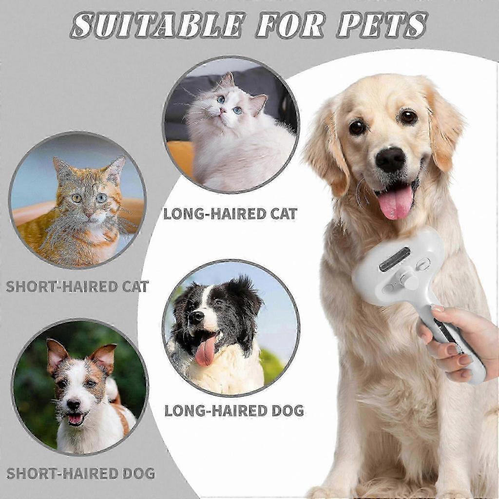 Pet Grooming Steam Brush with Spray Function for Cats and Dogs, Anti-Shedding and Detangling Massage Comb for Fur Care