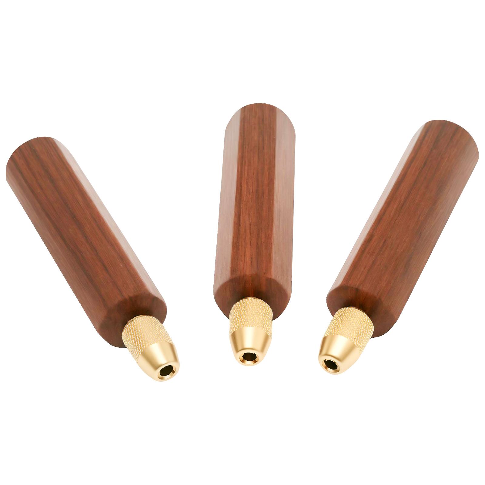 

3 шт. Деревянная ручка для напильника Маленькая ручка для напильника с латунным цанговым патроном Ручка для алмазного игольчатого напильника для деревообработки, металла, столярного инструмента