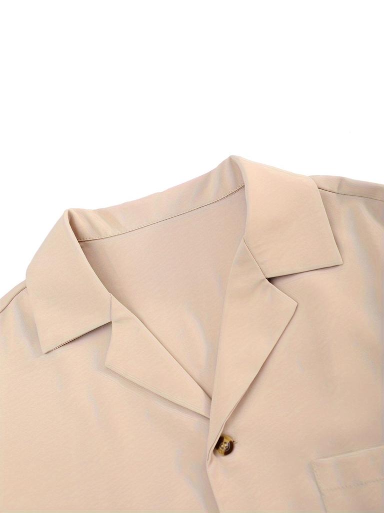 2025 Men's Casual Trendy Set: Turn-Down Collar, Short Sleeves & Long Pants