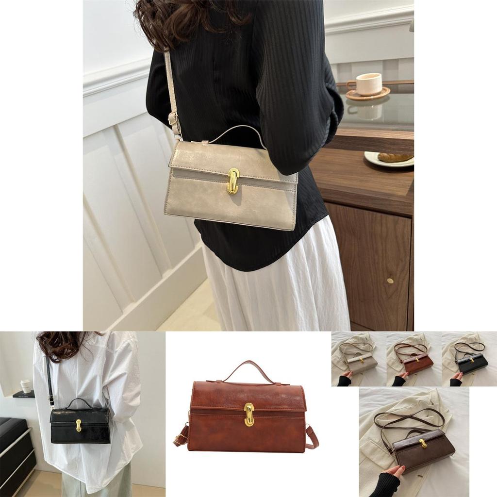 Stylish Vintage Shoulder Crossbody Bag In Black Cream Brown Stylish Pu Material
