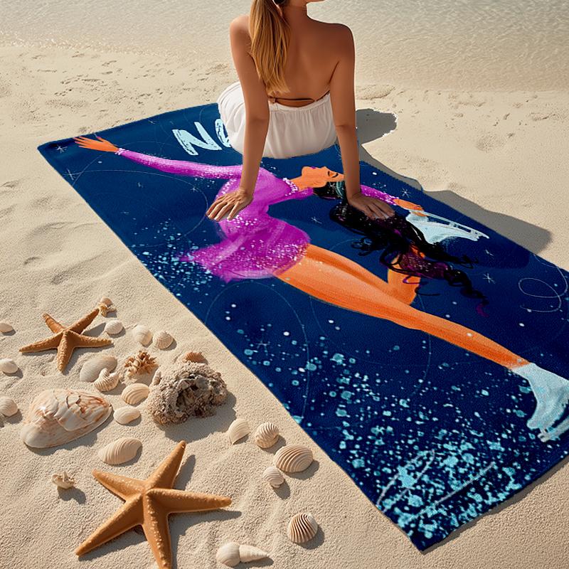 Custom Name Ultra-Soft Beach Towel with figure skating Theme,Ideal for Pool - Camping, Diving - Perfect Travel Essential, Vibrant Beach Towel.