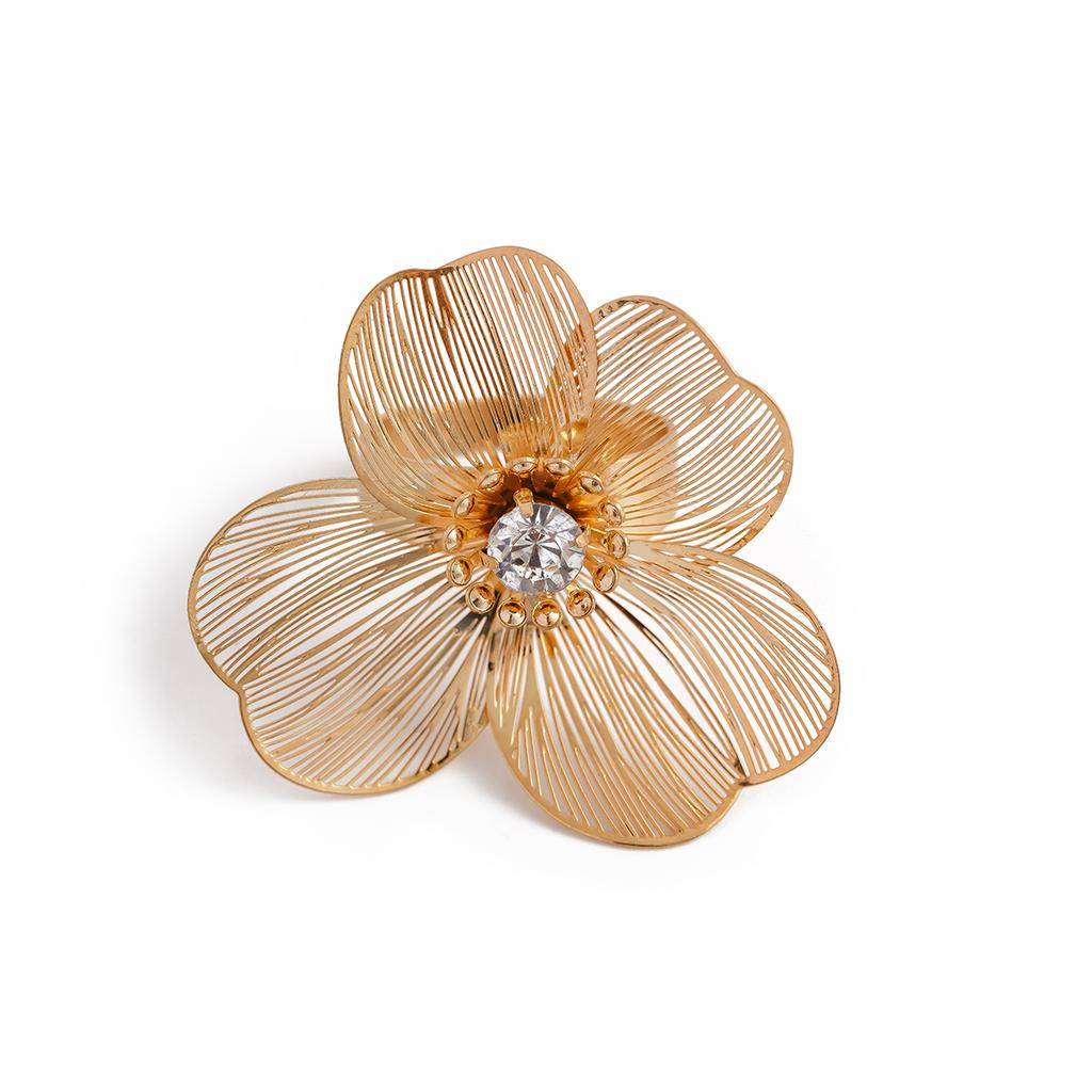 Elegant Ginkgo Leaf Flower Ring for Women, Vintage Gold Finger Ring Wedge Jewelry Accessory Gift