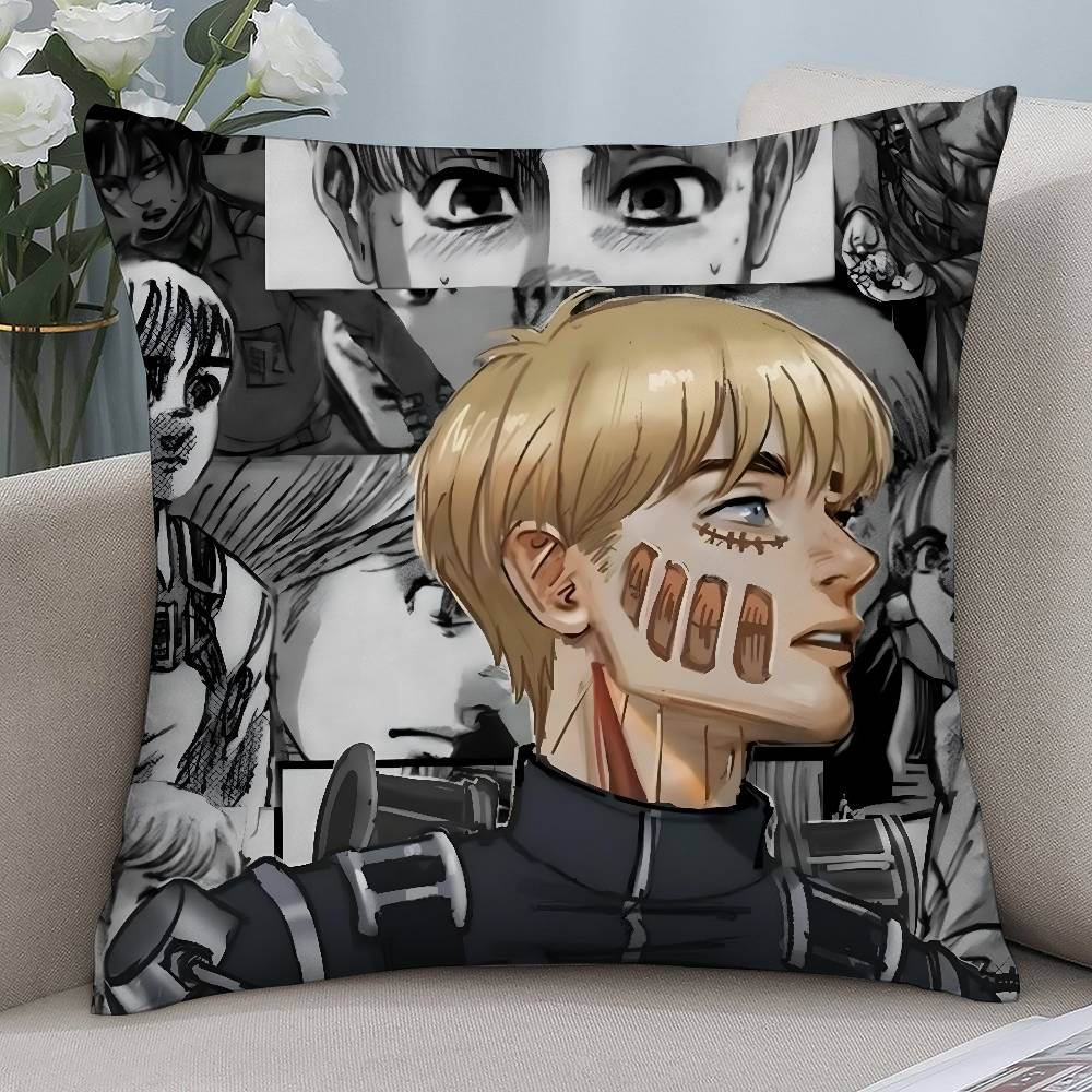 Anime A-Attacks On T-Titans Pillow Case Short Plush Double-sided Print Square Throw Pillow Covers Sofa Home Cushion Decor