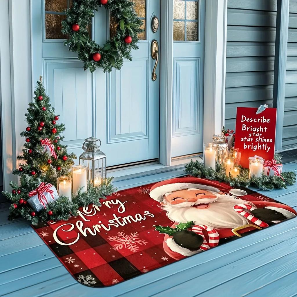 Santa Claus welcome door mat soft non-slip floor mat suitable for room bathroom kitchen Christmas home decoration