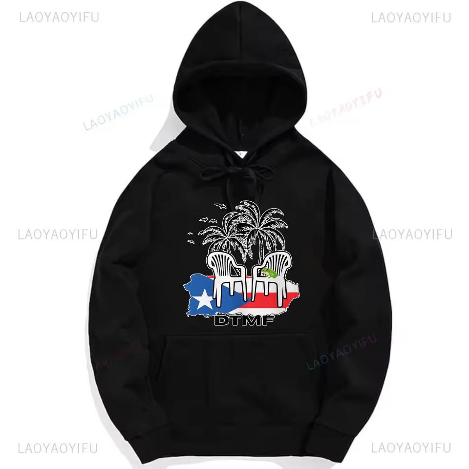 Bad Bunny Debi Tirar Mas Fotos Frog Graphic Sweatshirt Fashion Hip-hop Hoodie Woman Man Black Puerto Rico Drop Shoulder Pullover