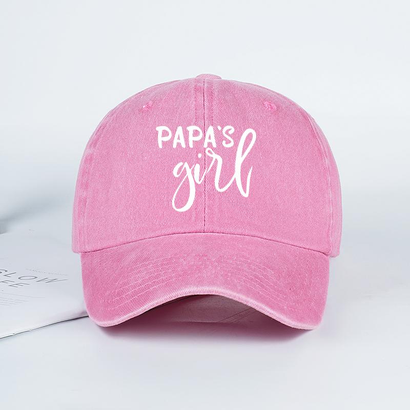 Vintage "Papa's Girl" Print Washed Baseball Cap Adjustable Unisex Daughter Casual Sun Hat