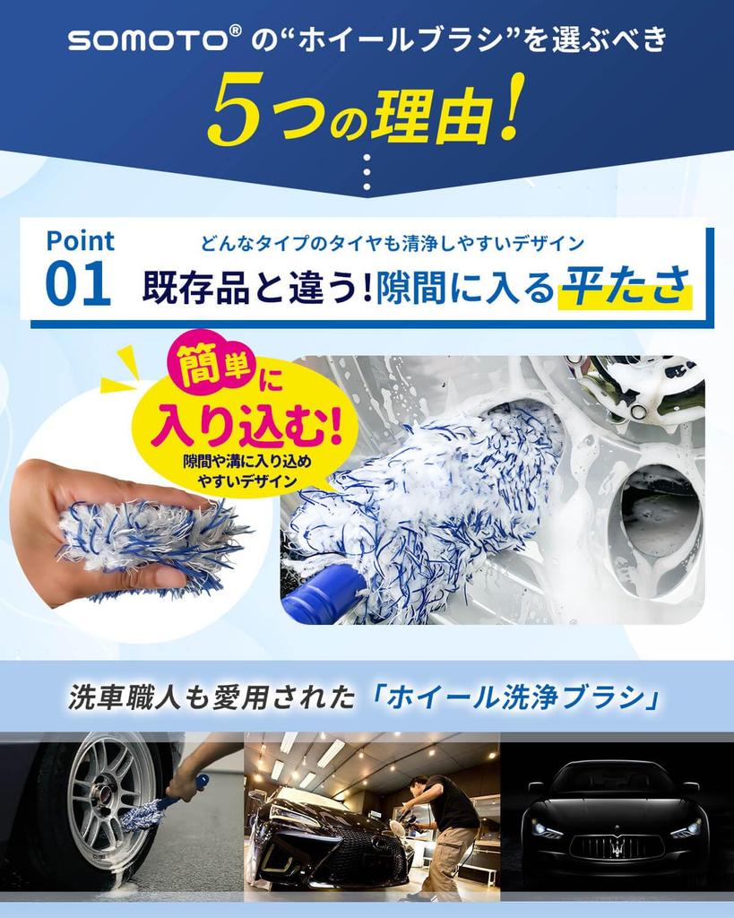 SOMOTO Wheel Car Wash for Wheels Degree Be Deeply Car Wash Wheel Cleaning Water Quick No Suitable for and Car Body and Japanese Instruction Manual