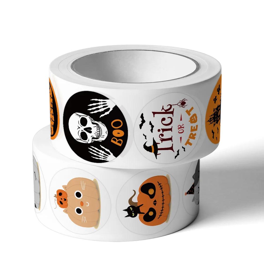 500Pcs 1 Inch Halloween Pumpkin Decor Labels Adhesive Sticker For Gifts Sealing Handmade Envelope Diy Stationery Stickers