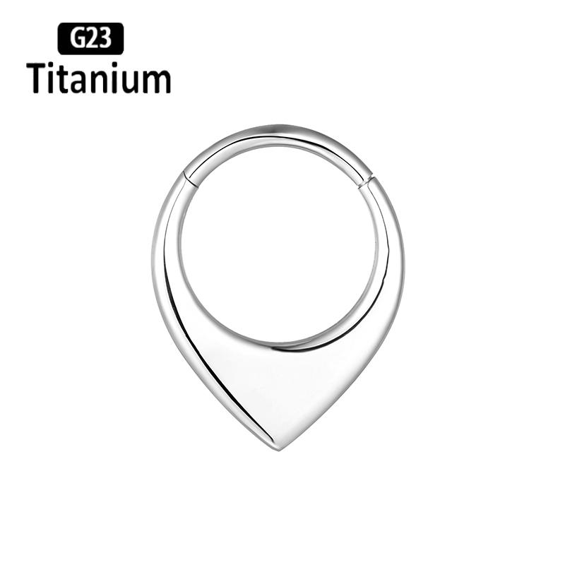 G23 Titanium High Quality  Waterdrop Septum Piercing Clicker Nose Rings 16G Segment Tragus Cartilage Daith Hoop Earrings Zircon