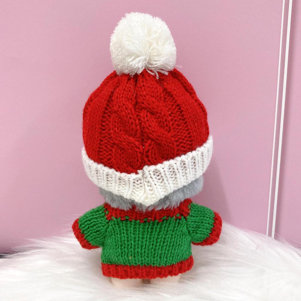 Weihnachtspullover & Strickmützen-Set für 10cm Weihnachtsmann-Plüschtier, Kigurumi, Zubehör, Otaku, Puppe, Maskottchen, Kpoppuppen-Kostüm [Gebraucht]