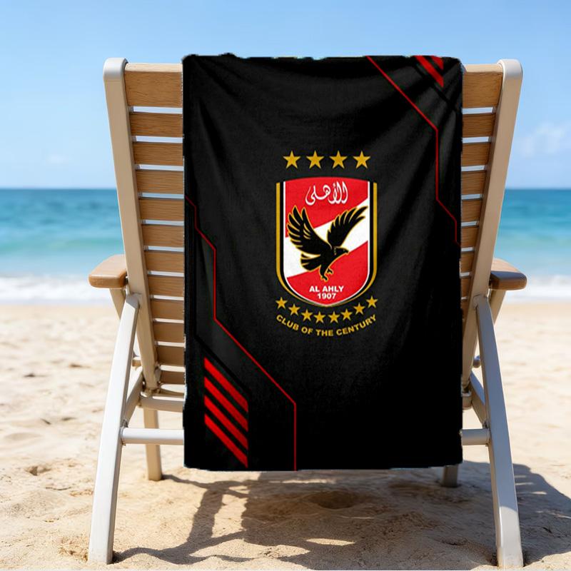 Ahly Football Club Printed Beach Towel, Super Soft Microfiber, Perfect Gift Birthday, for Pool, Beach, Travel, for Family and Friends