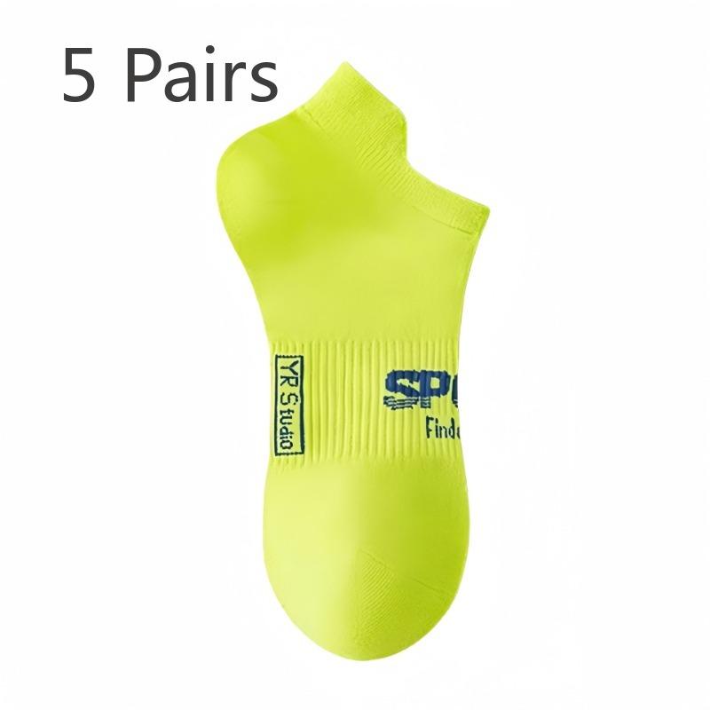 5 Pairs of Men's Spring and Autumn Pure Cotton Deodorant Sports Wicking Short Boat Socks