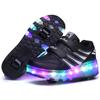 Overseas runaway shoes, children's wheel shoes LED ultra-light luminous charging boys and girls light shoes sports flying woven shoes