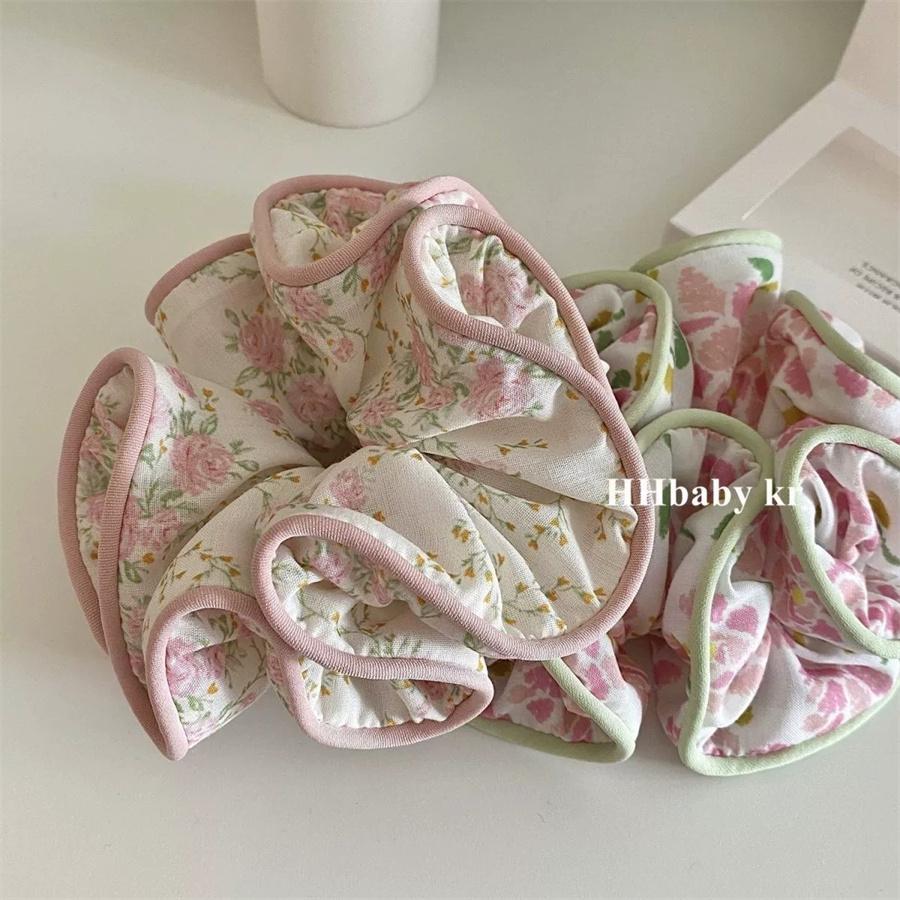 3PCS Forest style fairy beauty floral large intestine headband, women's tie bun hairstyle, summer minimalist headwear