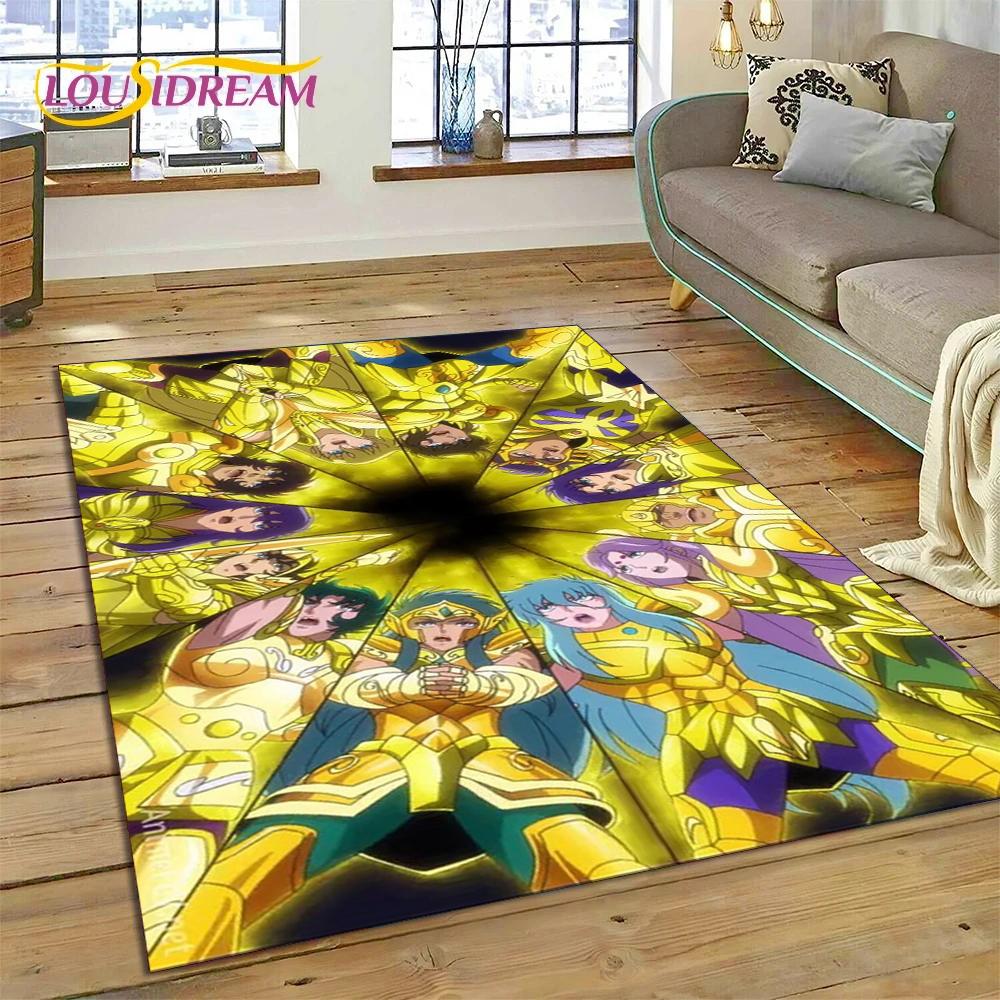 Cartoon Saint Seiya 3D Retro  Anime Rug Carpet for Living Room Bedroom Home Decor,Floor Mat Non-slip for Sofa Doormat Gift Kids