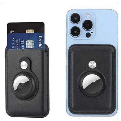 For MagSafe Phone Card Wallet with Built In AirTag Pocket AirTag Case for iPhone 12 13 14 Pro Magnetic Suction Card Bag