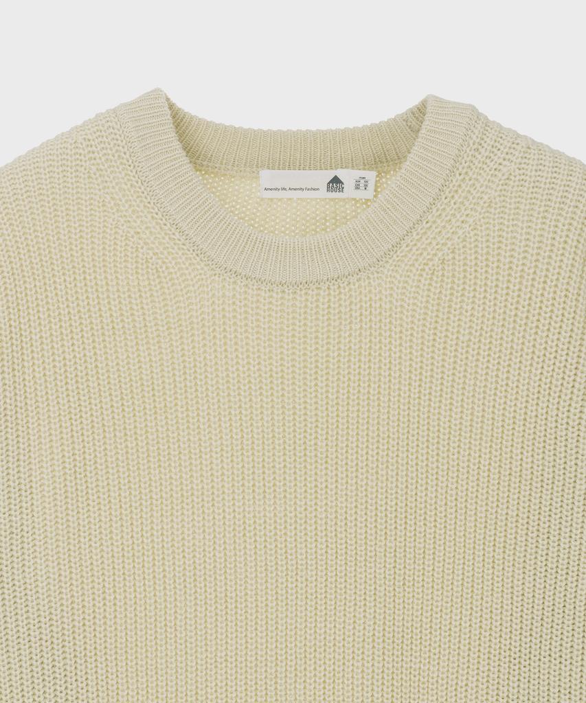 BASIC HOUSE Uni Daily Round Neck Knit Light Beige Lxkt2101