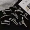 Silver Metal Geometric Shark Hair Clip for Thick Hair